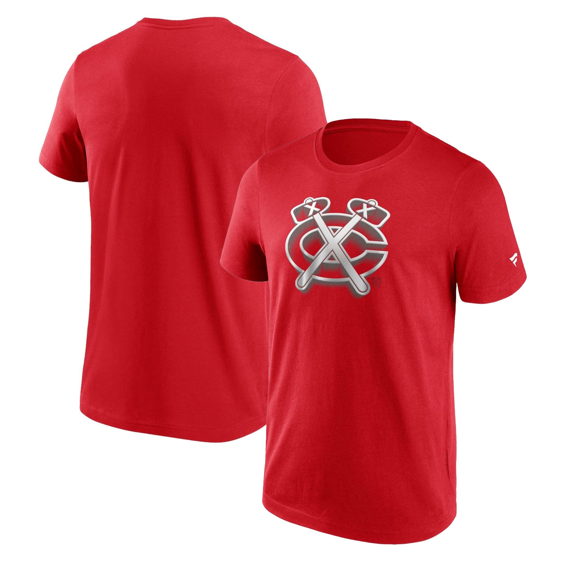 Image of FANATICS CHROME GRAPHIC T-SHIRT CHICAGO BLACKHAWKS ATHLETIC RED